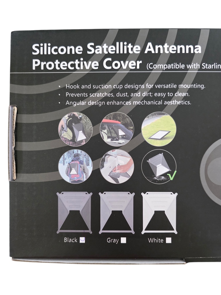 Starlink Mini silicone protective cover with suction cups box features and compatibility