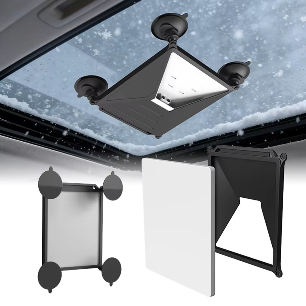 Starlink Mini silicone cover mounted to car sunroof with suction cups