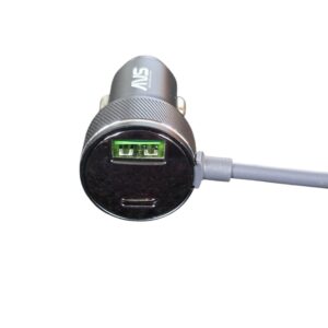 AVS Starlink Mini car power cable adapter with USB-A and USB-C ports