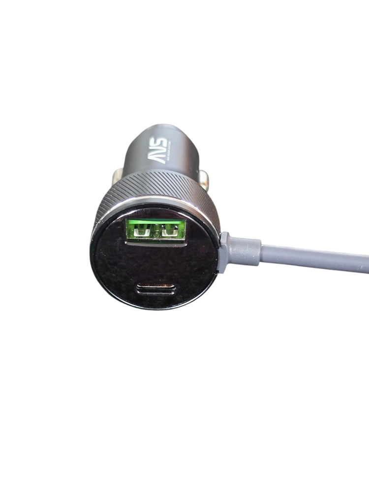 AVS Starlink Mini car power cable adapter with USB-A and USB-C ports