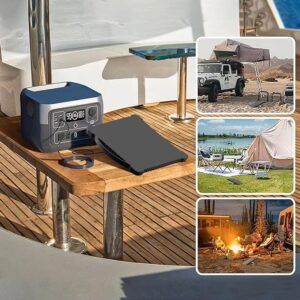 Starlink Mini with protective silicone cover in use on a boat deck with camping and caravan lifestyle scenes