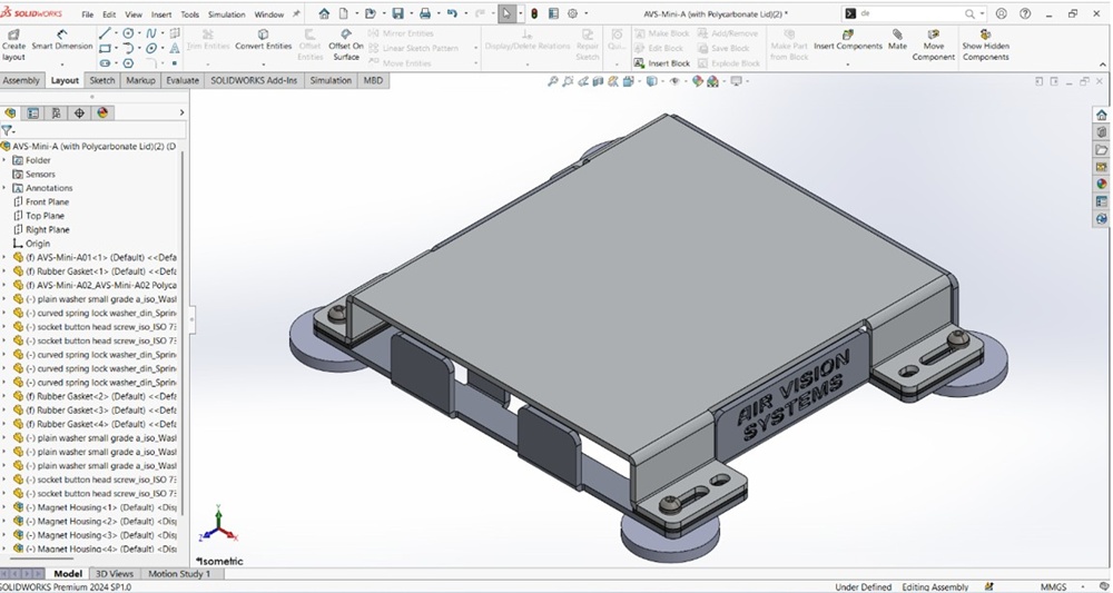 AVS magnetic Starlink mount 4-magnet configuration isometric view ANSYS simulation