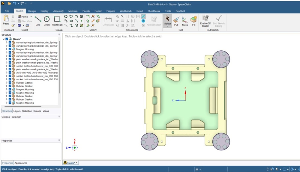 AVS magnetic Starlink mount 4-magnet configuration plan view ANSYS simulation