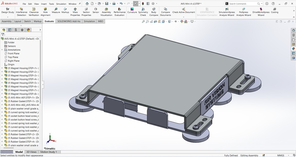 AVS magnetic Starlink mount 8-magnet configuration isometric view ANSYS simulation