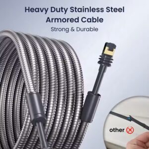 Close-up of stainless steel armor on Air Vision Systems Starlink Gen 3 replacement cable