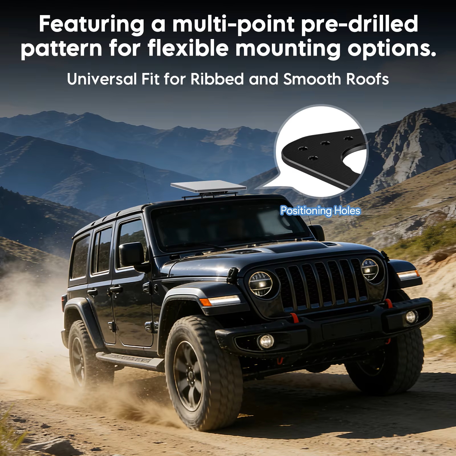 Air Vision Systems Starlink Mini magnetic roof mount installed on a Jeep for off-road use