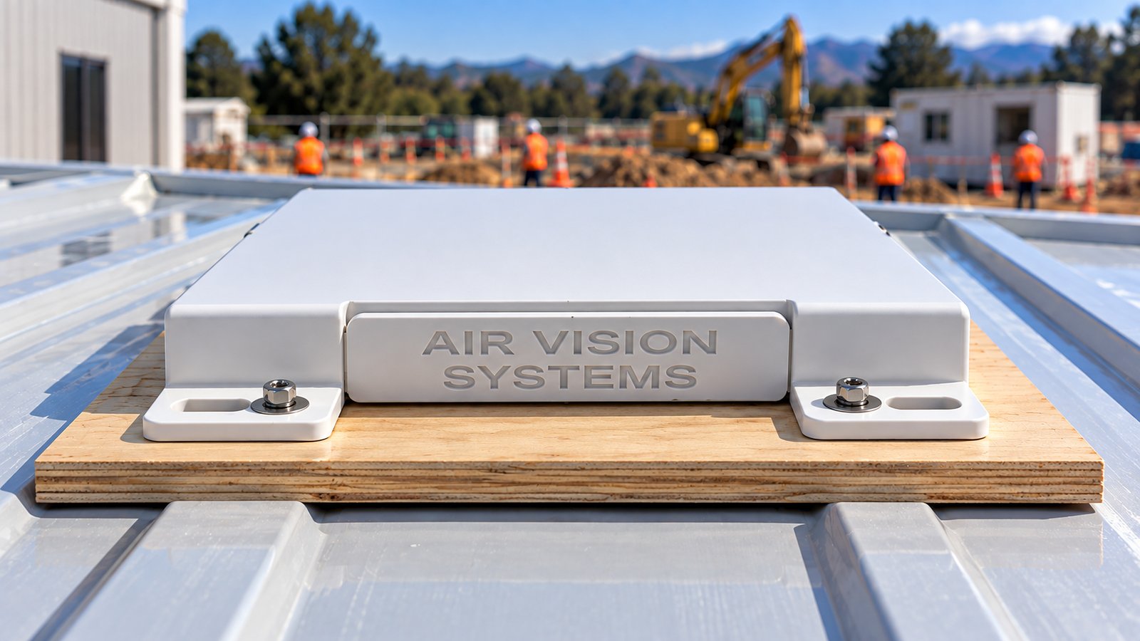 Starlink Mini bolt-down mount on a site cabin roof