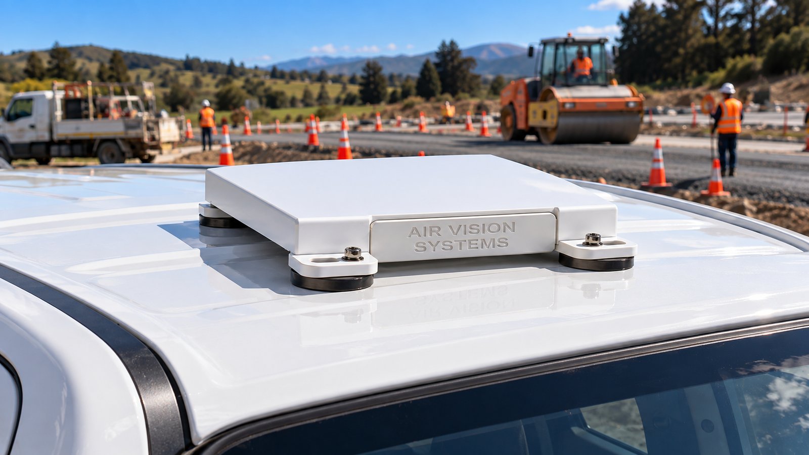Starlink Mini mount on a construction site ute